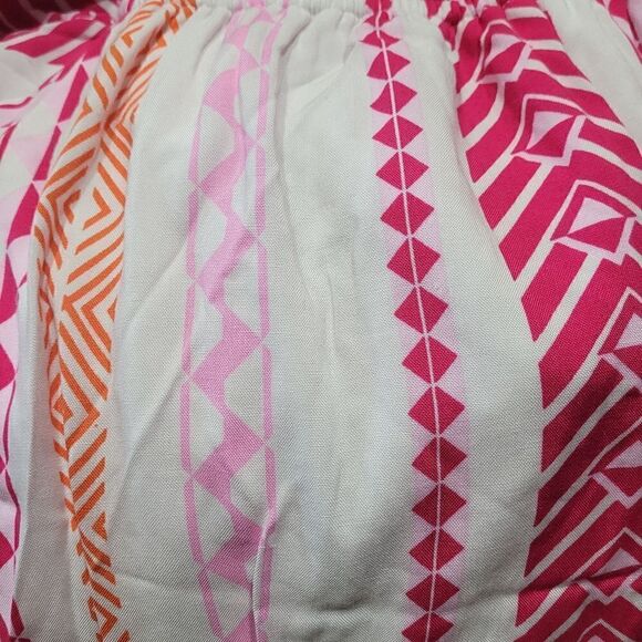Emily Wonder NWT Pink Ruffle Elastic Geometric Print Casual Dress 1X - Picture 10 of 11